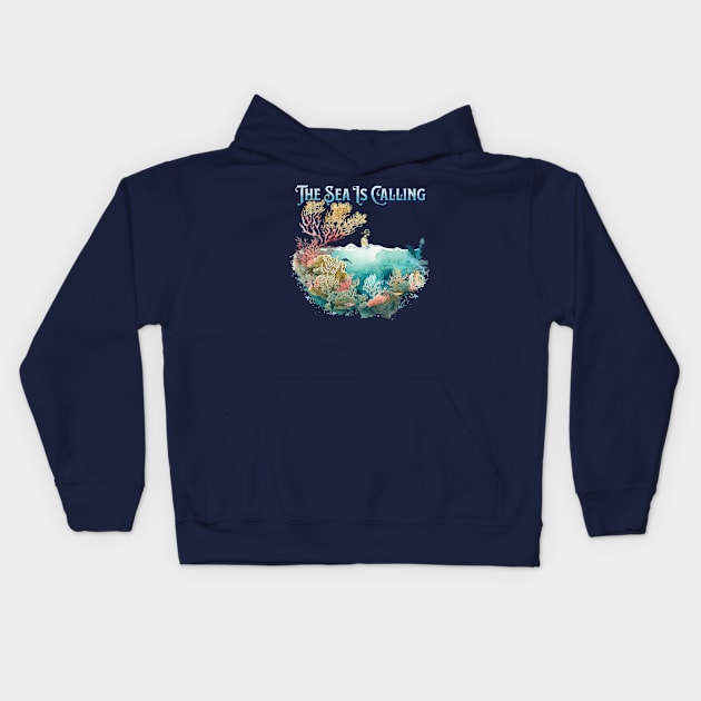 The Sea Is Calling Kids Hoodie by Berlin Larch Creations